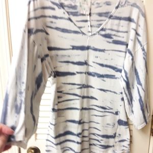 Blue White Tye Dye Top XS